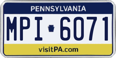 PA license plate MPI6071