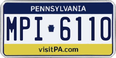 PA license plate MPI6110