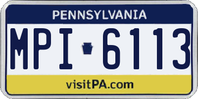 PA license plate MPI6113