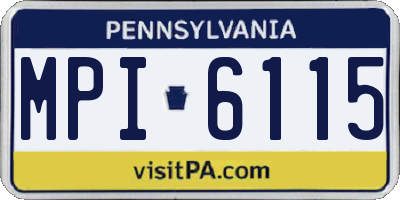 PA license plate MPI6115