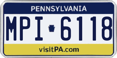 PA license plate MPI6118