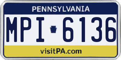 PA license plate MPI6136