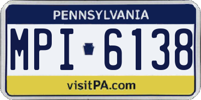 PA license plate MPI6138