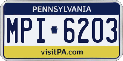 PA license plate MPI6203