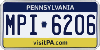 PA license plate MPI6206