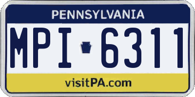 PA license plate MPI6311