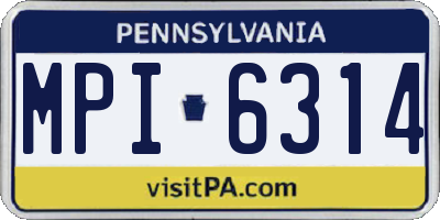 PA license plate MPI6314