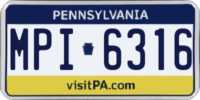 PA license plate MPI6316