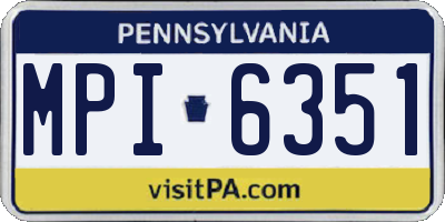 PA license plate MPI6351