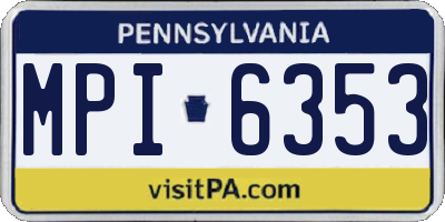 PA license plate MPI6353