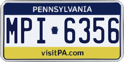 PA license plate MPI6356