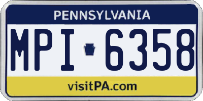 PA license plate MPI6358