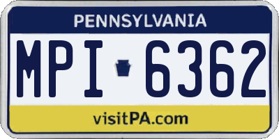 PA license plate MPI6362