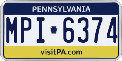 PA license plate MPI6374