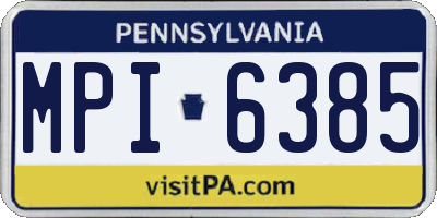 PA license plate MPI6385