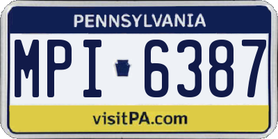 PA license plate MPI6387