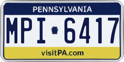 PA license plate MPI6417