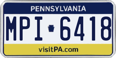PA license plate MPI6418