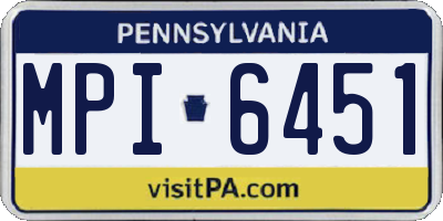 PA license plate MPI6451