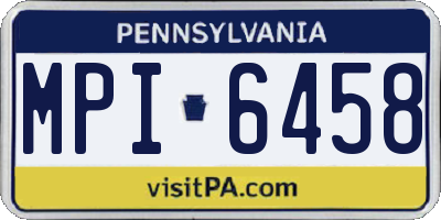 PA license plate MPI6458