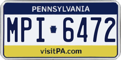 PA license plate MPI6472