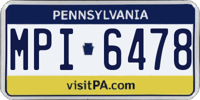 PA license plate MPI6478