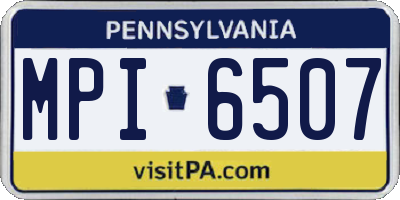 PA license plate MPI6507