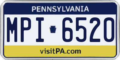 PA license plate MPI6520