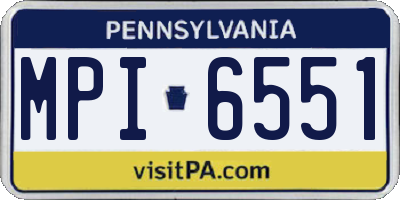 PA license plate MPI6551