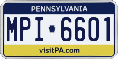 PA license plate MPI6601