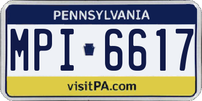 PA license plate MPI6617