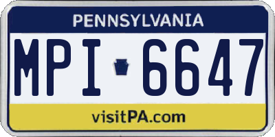 PA license plate MPI6647