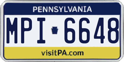 PA license plate MPI6648