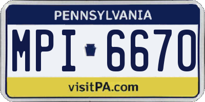 PA license plate MPI6670