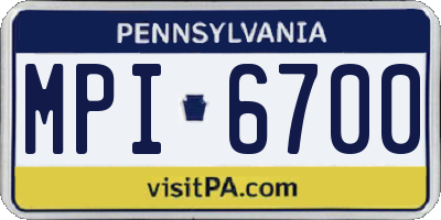 PA license plate MPI6700