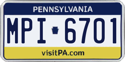 PA license plate MPI6701