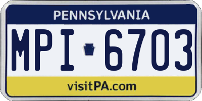 PA license plate MPI6703