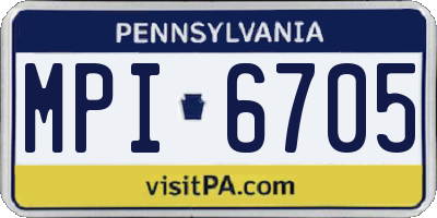 PA license plate MPI6705