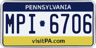 PA license plate MPI6706