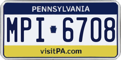 PA license plate MPI6708