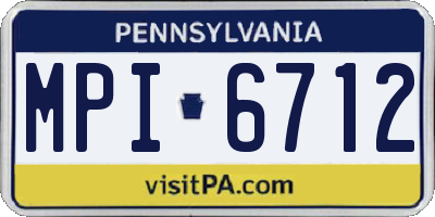 PA license plate MPI6712