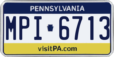 PA license plate MPI6713