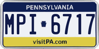 PA license plate MPI6717