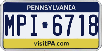 PA license plate MPI6718