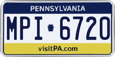 PA license plate MPI6720