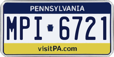 PA license plate MPI6721