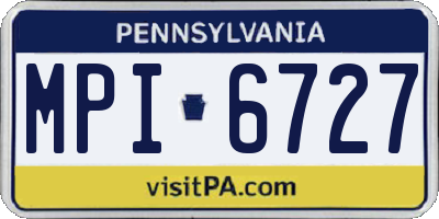 PA license plate MPI6727