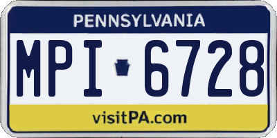 PA license plate MPI6728