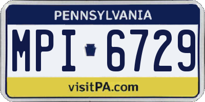 PA license plate MPI6729