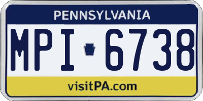 PA license plate MPI6738